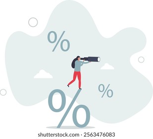 Interest rate forecast, FED and Central bank financial policy, search for investment profit or banking loan payment concept.flat characters.