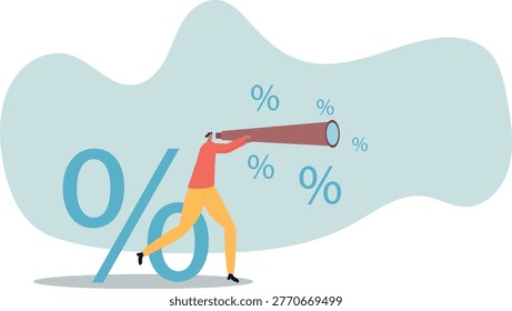Interest rate forecast, FED and Central bank financial policy, search for investment profit or banking loan payment .human life and situation.