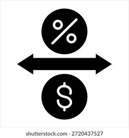 Ilustração do vetor do ícone de glifo da taxa de juros