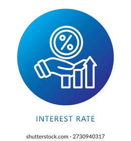 Icono De Gradiente De Tasa De Interés, Mini Ilustración Relacionada Con La Fiscalidad, Informes Financieros. Uso Para El Concepto Moderno, Ui, Web Ux Y Desarrollo De App.