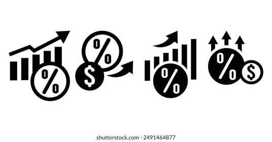 interest rate graph diagram icon symbol vector design black white color simple illustration collection set