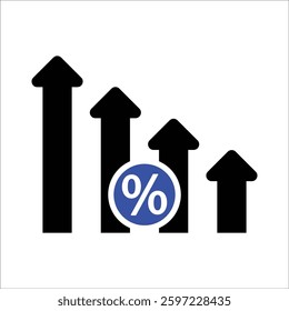 Interest Rate Graph Report Icon Isolated On White Background