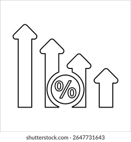 Icono de informe de gráfico de tasas de interés, gráficos de Vector de línea