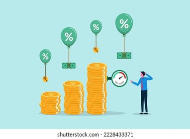 Interest rate hike due to inflation percentage rising up. Federal reserve or central bank monetary policy concept for business