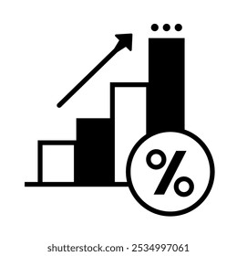 Interest Rate Hike Icon – Upward Arrow Piercing a Percentage Symbol, Representing Increase in Interest Rates