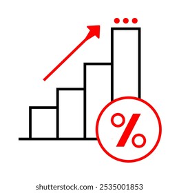 Interest Rate Hike Icon – Upward Arrow Piercing a Percentage Symbol, Representing Increase in Interest Rates