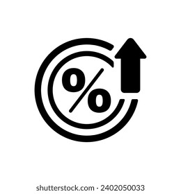 Ilustración del icono del vector de aumento de tasas de interés