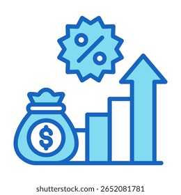Icono de tasa de interés Ilustración vectorial azul