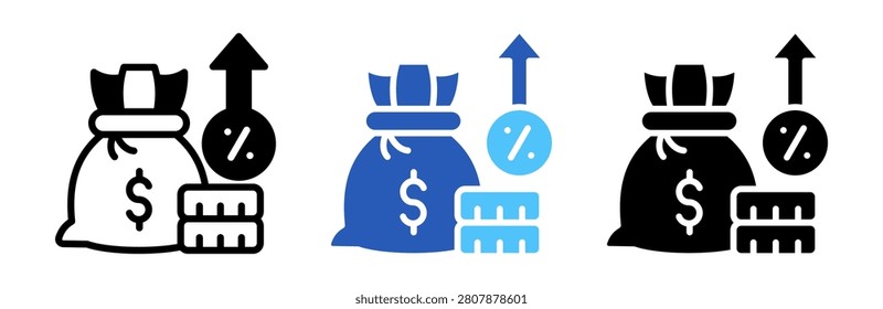 Interest Rate Icon Collection Glyph And Mixed Style