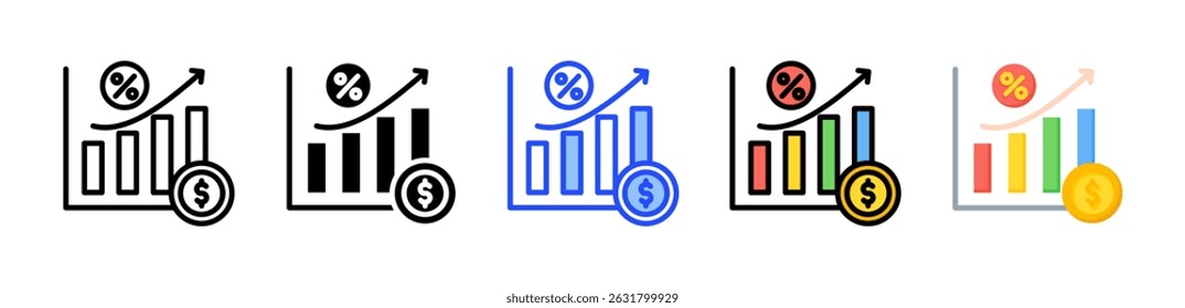 Icono de tasa de interés Colección con varios estilos