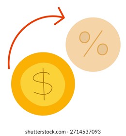 Interest rate icon in cozy flat style for finance and investment concepts. Ideal for banking visuals, loan services, savings plans, and financial dashboards.