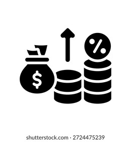 Ilustração do vetor de glifo do ícone de taxa de juros