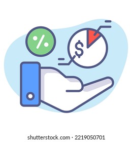 icono de tasa de interés, gráfico con porcentaje de la tasa de interés. diseño web, plantillas, símbolo de icono de línea plana infográfica.