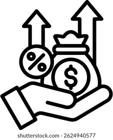 Ilustración vectorial de línea de ícono de tasa de interés