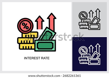 Interest Rate icon Multi Style Vector Illustration