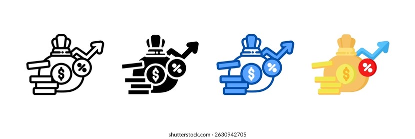 Interest rate icon set bundle. Multi style icon collection perfect for websites, apps, and presentations. Simple vector icon collection