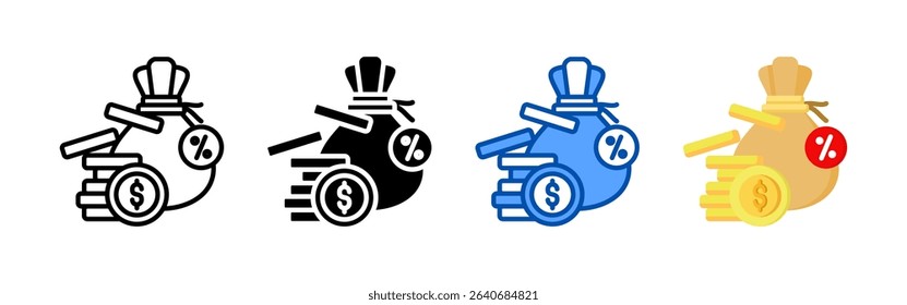 Interest rate icon set bundle. Multi style icon collection perfect for websites, apps, and presentations. Simple vector icon collection
