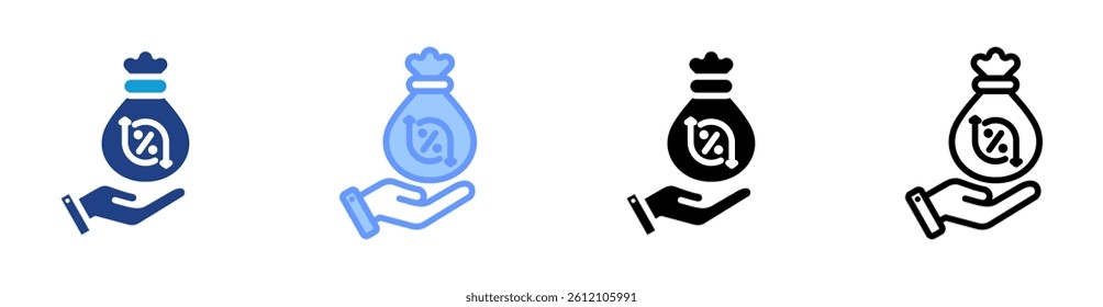 Interest Rate icon set multiple style collection