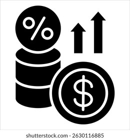 Ícone Taxa De Juros. Ilustração de glifo vetorial simples