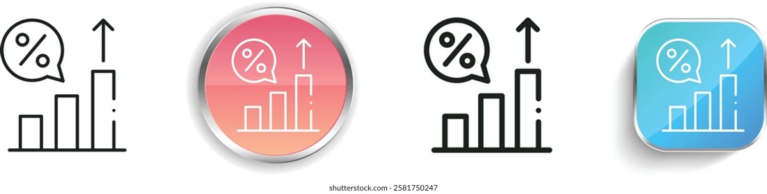 interest rate icon. Thin Linear, Regular and Button Style Design Isolated On White Background