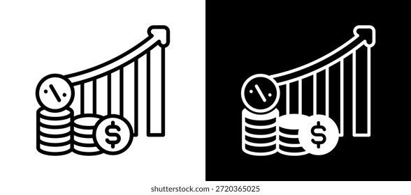 Ícone de taxa de juros branco Ilustração de vetor preto