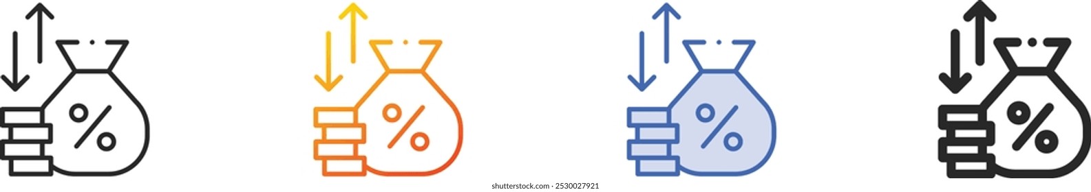 interest rate icon.Thin Linear, Gradient, Blue Stroke and bold Style Design Isolated On White Background