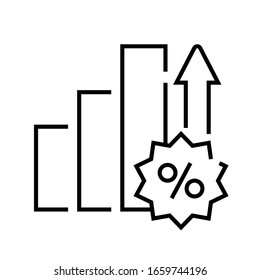 Interest rate increase line icon, concept sign, outline vector illustration, linear symbol.