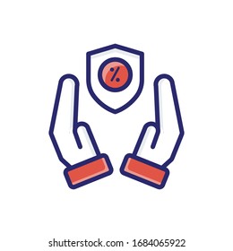 Interest Rate Insurance Filled Outline vector illustration icon.
