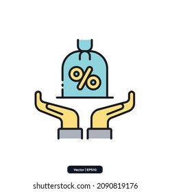Interest Rate Insurance icon. Insurance Related Vector Icons. Contains such Icons as Car Protection, Health Insurance, Contract, life and property, and more. EPS10