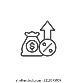 Interest Rate line icon. linear style sign for mobile concept and web design. Financial investment outline vector icon. Symbol, logo illustration. Vector graphics