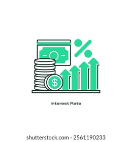 Interest Rate Line Icon. linear style sign for mobile concept and web design. Outline vector icon.