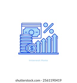 Interest Rate Line Icon. linear style sign for mobile concept and web design. Outline vector icon.