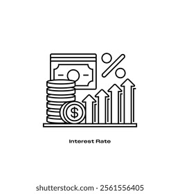 Interest Rate Line Icon. linear style sign for mobile concept and web design. Outline vector icon.