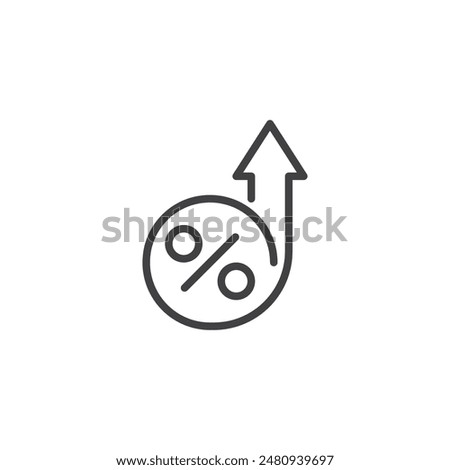 Interest Rate line icon. linear style sign for mobile concept and web design. Percentage sign with upward arrow outline vector icon. Symbol, logo illustration. Vector graphics