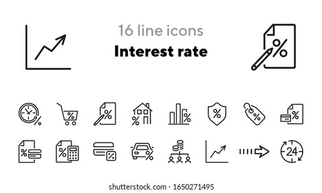 Interest rate line icon set. Price, sale, percentage. Shopping concept. Can be used for topics like retail, finances, investment