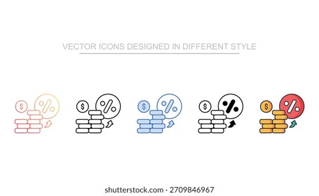Zinssatz, Linie Symbol, Vektorstock mit weißem Hintergrund