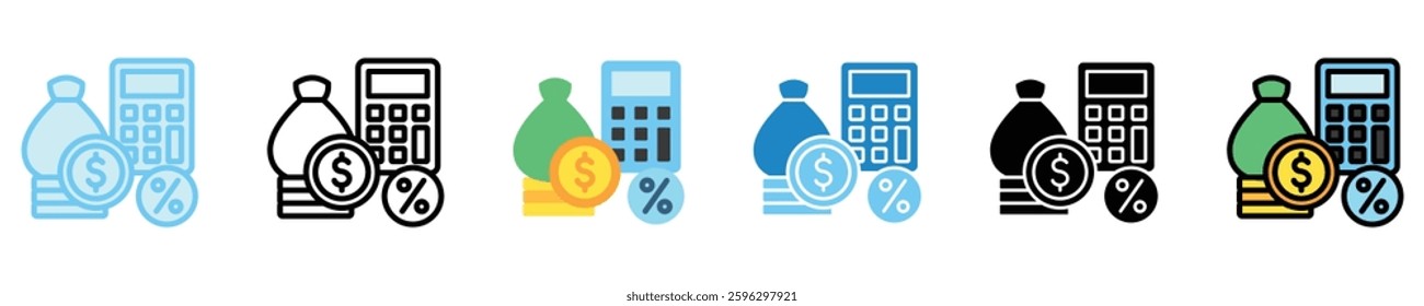 Interest Rate multi style icon set, mini illustration. use for modern concept, print, UI, UX kit, web and app development. Vector EPS 10, related to money investment, finance, economy, business.