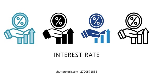 Interest Rate Multi Style Icon. Mini Illustration Relate To Taxation, Financial Report. Use For Modern Concept, Ui, Ux Web And App Development.