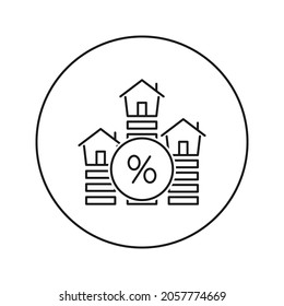 Interest rate on real estate - mortgage. Icon for web and mobile application. Vector illustration on a white background. Flat design style. Editable Thin line.
