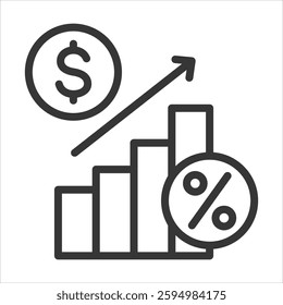 Interest Rate Outline Icon Vector Illustration
