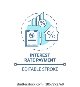 Interest Rate Payment Concept Icon. Mortgage Payment Element Idea Thin Line Illustration. Addition To Principal Repayment. Home Loan. Vector Isolated Outline RGB Color Drawing. Editable Stroke