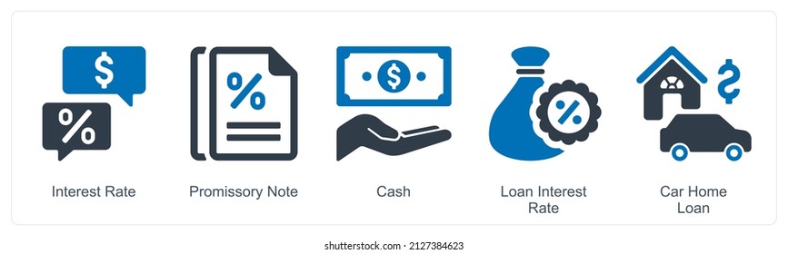 Interest rate And Promissory Note Icon Concept