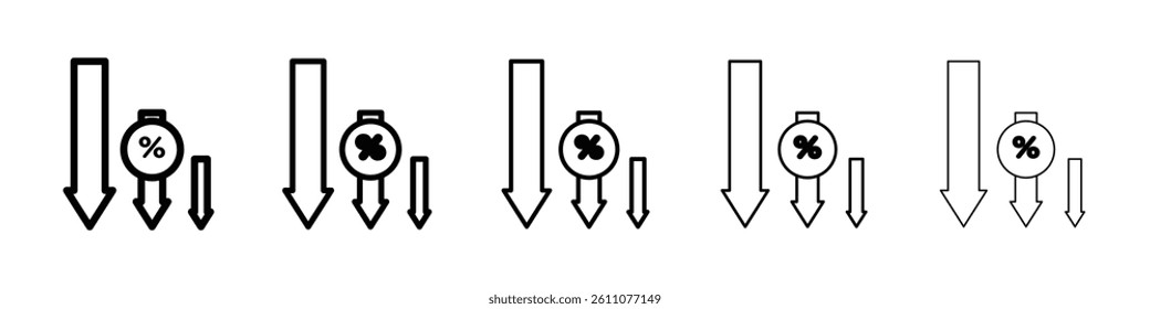 Interest rate reduction or percent down icon Symbol mark in Outline style
