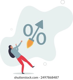 Interest rate rising up, Federal reserve or central bank raising policy, inflation or monetary percentage concept,flat design.illustration with people.