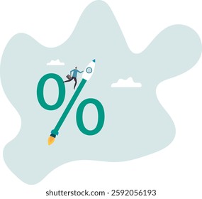 Interest rate rising up, Federal reserve or central bank raising policy, inflation or monetary percentage .business concept.flat character.