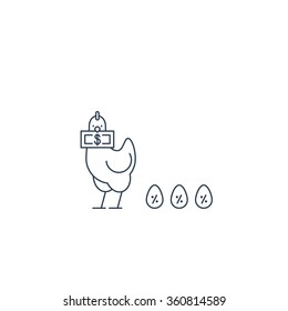 Interest rate, savings account, chicken and eggs, return on investment, outline vector