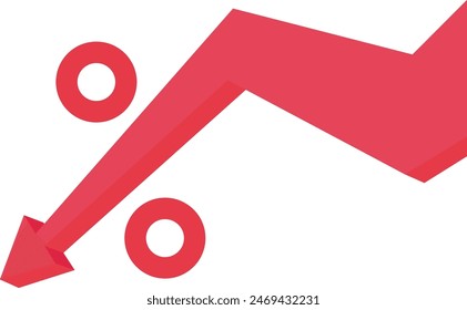 Interest rate, tax or VAT recession, loan and mortgage rate downward trend, investment profit or dividend reduction concept
