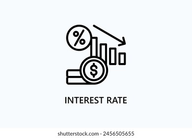 Ilustración De Vector De Tasa De Interés, Icono O Símbolo De Logotipo