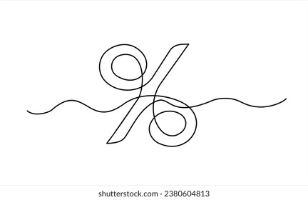 Interest Rates continuous Line. one line drawing of percent symbol minimalist style. Concept of discount, business, sale marketing, commercial, investment, tax, economic, etc