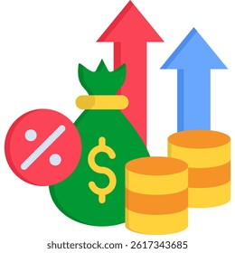 Interest Rates Icon Flat Vector Illustration